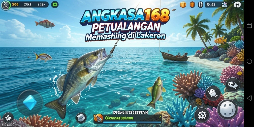 Tampilan gameplay memancing seru di ANGKASA168 dengan beragam ikan.