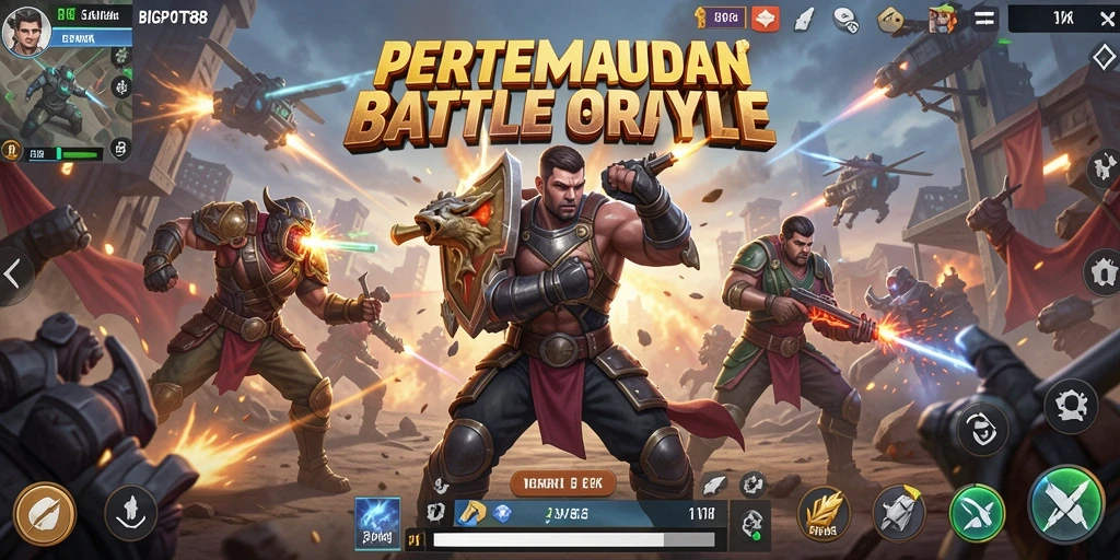 Screenshot utama BIGPOT88 menampilkan aksi seru dalam pertarungan Battle Royale.
