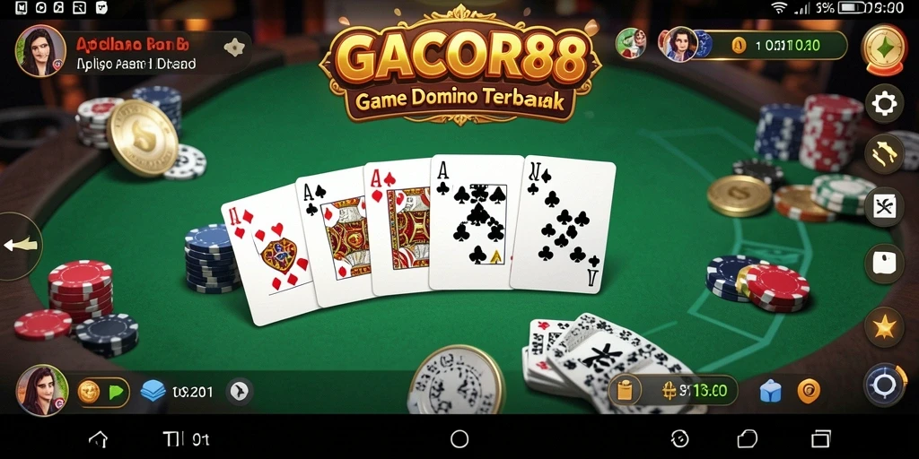 Screenshot utama GACOR88 menunjukkan aksi permainan domino yang seru.