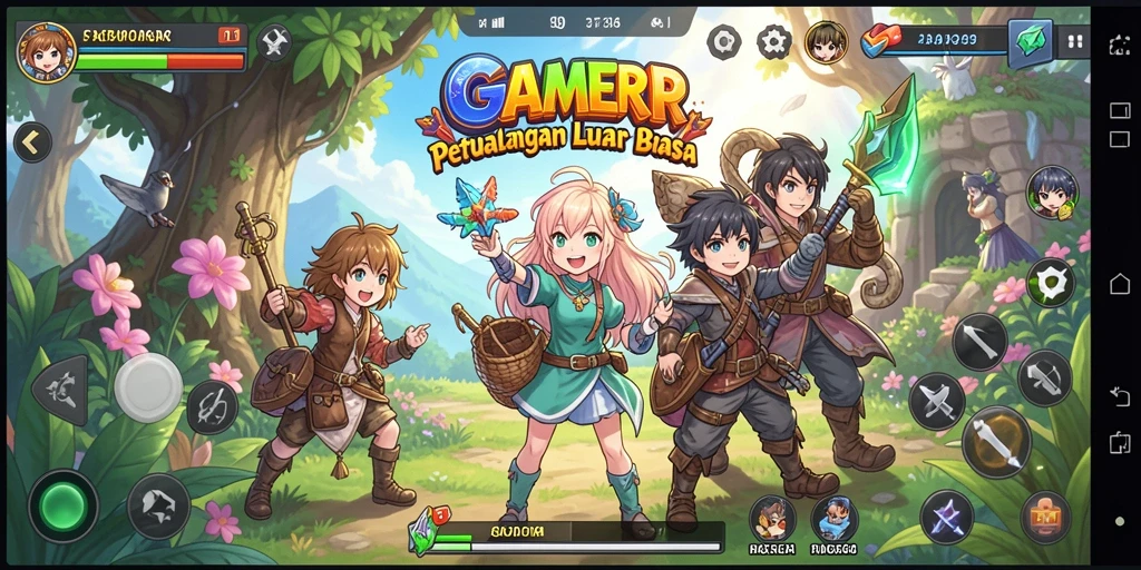Tangkapan layar GAMERP menunjukkan pertarungan epik antara karakter anime.