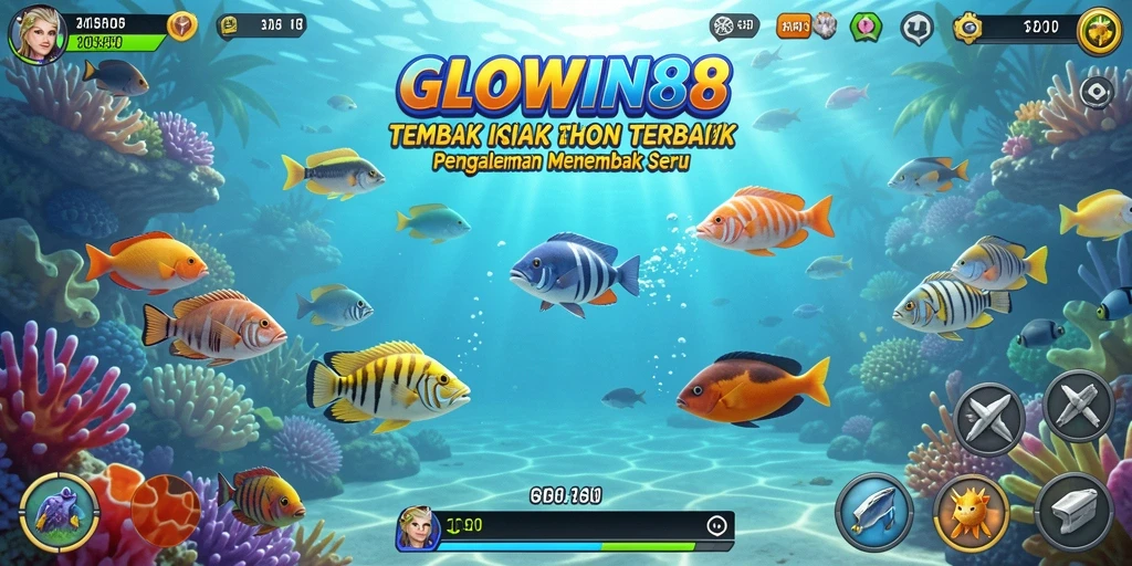 Tampilan gameplay GLOWIN88 yang menarik saat menembak ikan.