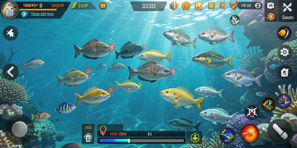 Tampilan gameplay HARAPJP yang mendebarkan saat menembak ikan.