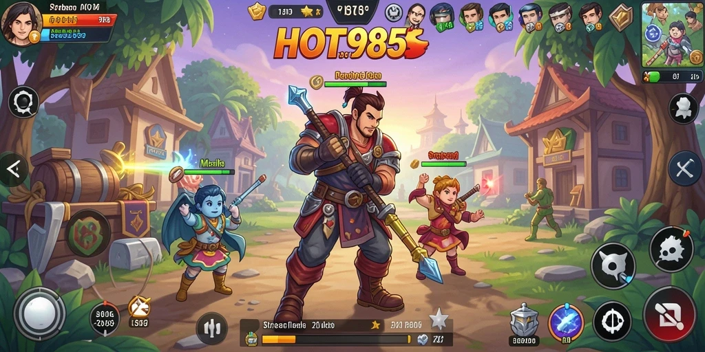 Tampilan gameplay HOT985 dengan pertempuran strategi yang mendebarkan.