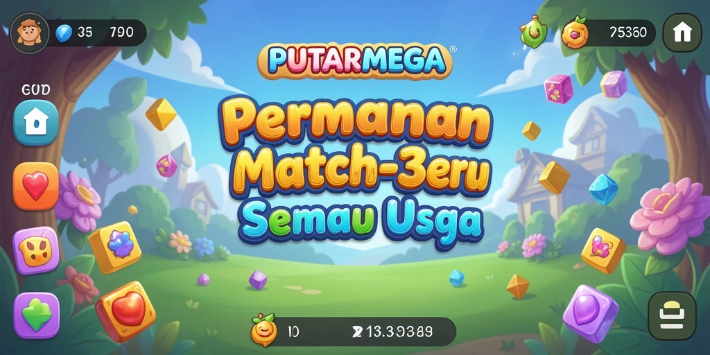 Tampilan gameplay PUTARMEGA yang penuh warna dan menantang.