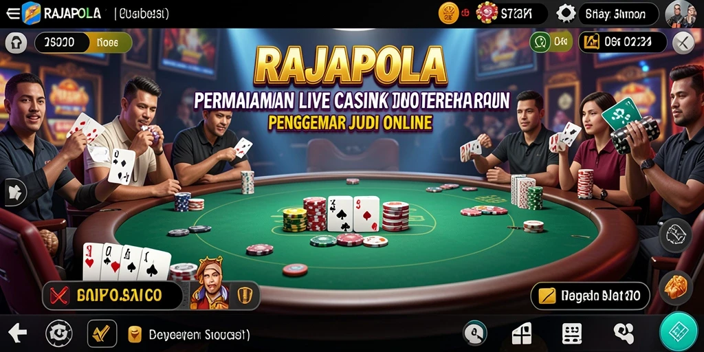 Screenshot gameplay Live Casino RAJAPOLA dengan dealer nyata.