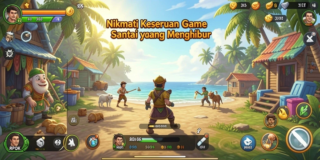 Tangkapan layar gameplay RPOK yang ceria dan menghibur.