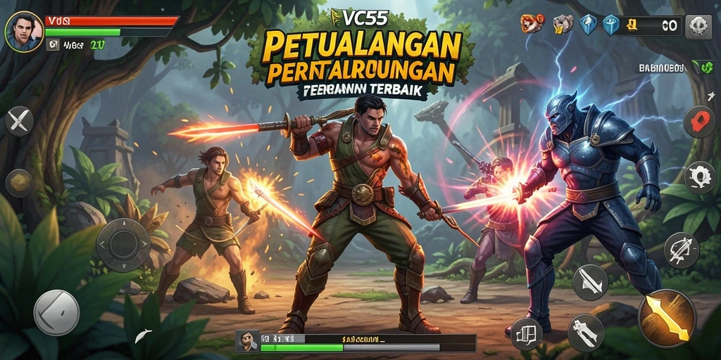 Screenshot VC55 menampilkan pertarungan seru dengan animasi yang halus.